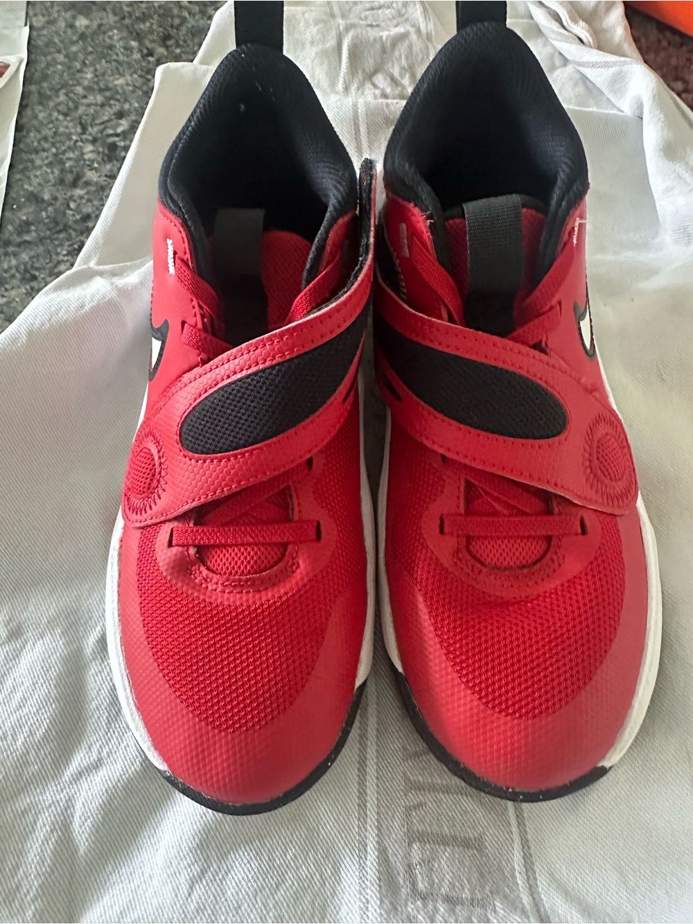 Nike Kids Red and Black Hook-and-Loop Athletic Sneakers